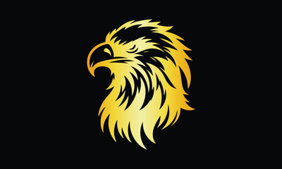 Eagle Vector Illustration Set, Black Silhouettes, Golden Eagle, Golden Eagle Bird Logo Design Premium Vector