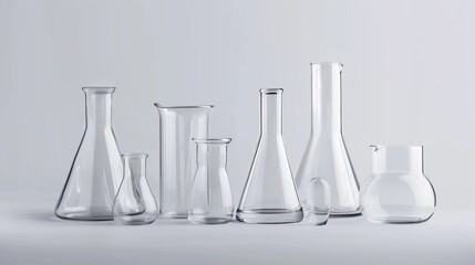Laboratory glassware for holding liquids shown on a white background