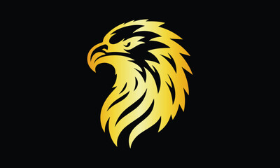 Eagle Vector Illustration Set, Black Silhouettes, Golden Eagle, Golden Eagle Bird Logo Design Premium Vector