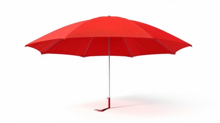 Red beach umbrella isolated on a white background