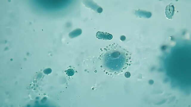 Microscopic View of Bacteria in Liquid Medium