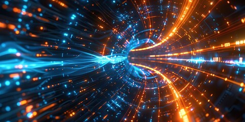 Naklejka premium Abstract Digital Tunnel of Light