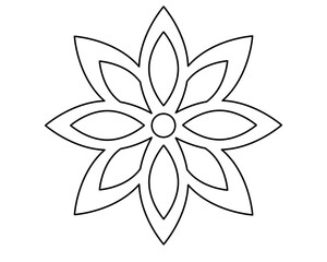 Simple flower with eight petals - vector line art with editable outline for coloring. Outline. Flower, plant for logo or pictogram
