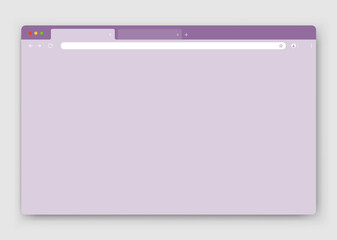 The design of the web browser window on a gray background. An empty website layout with a search bar and toolbar. Vector EPS 10.