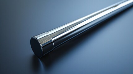 A minimalist billiard cue with a solid-colored design, displayed against a smooth surface