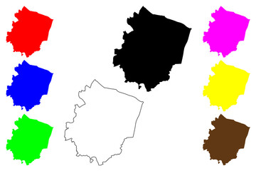 Worcester Non-metropolitan district, Cathedral city (United Kingdom of Great Britain and Northern Ireland, ceremonial county Worcestershire or Worcs, England) map vector illustration, scribble sketch