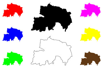 Fototapeta premium Wyre Forest Non-metropolitan district (United Kingdom of Great Britain and Northern Ireland, ceremonial county Worcestershire or Worcs, England) map vector illustration, scribble sketch map