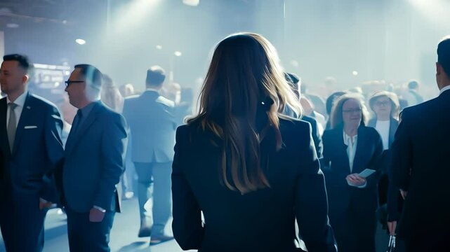Business Professionals Walking Through Convention Center