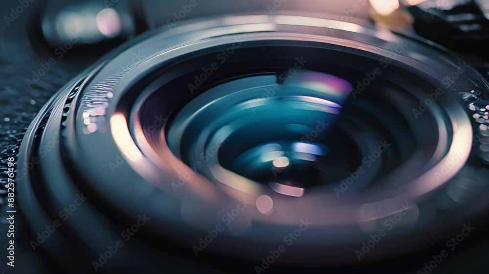 Aufkleber the circular aperture of a smartphone camera adjusting in size to control the amount of light enteri