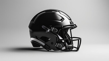 Fototapeta premium A sleek, monochrome football helmet displayed against a plain backdrop