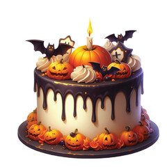 Halloween cake bat Watercolor Clipart