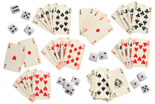 Game dice and cards collection - Ready to use Premium PNG Cutout Isolated image
