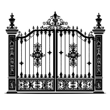 recommend clip art: silhouette wrought iron gate vector, Gates Silhouette, symbol , icon 