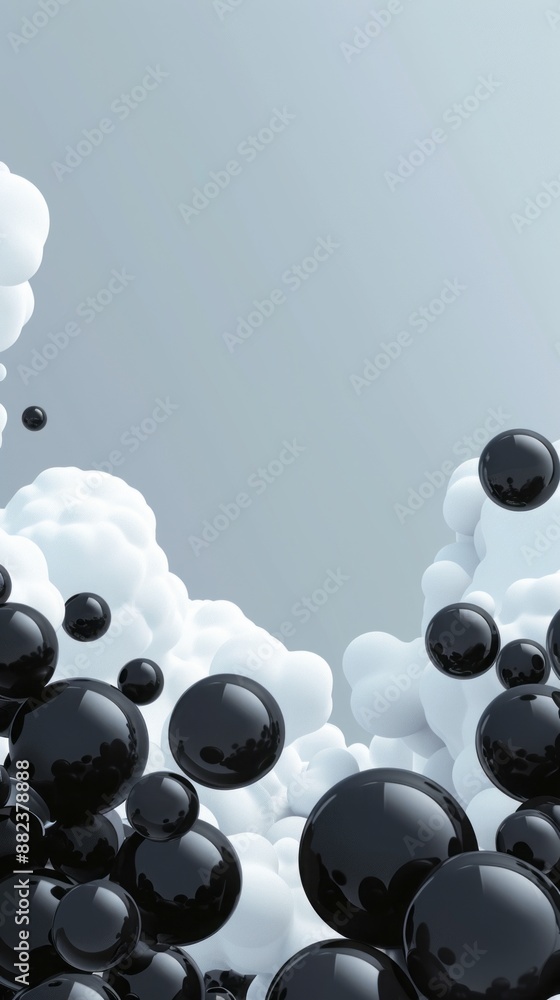 Canvas Prints background black balls with clouds.