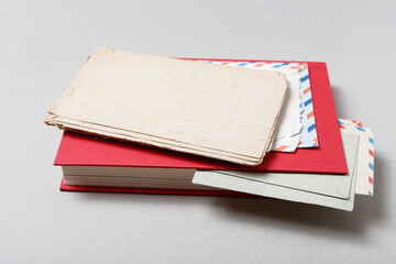 A red book and vintage letters.