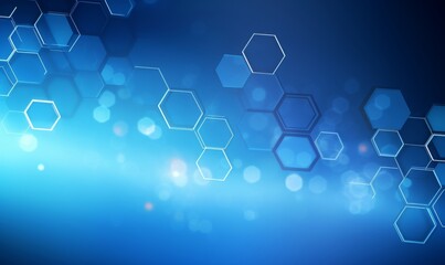 Blue background with a hexagon outline vector illustration. Digital technology and science concept, blue color, flat design, simple geometric shapes, abstract style, without any text or letters