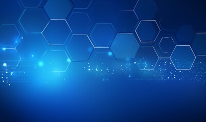 Blue background with a hexagon outline vector illustration. Digital technology and science concept, blue color, flat design, simple geometric shapes, abstract style, without any text or letters