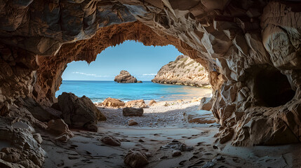 Empty cave looking out
