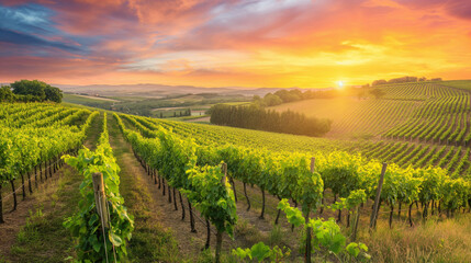 Naklejka premium vineyard in the morning