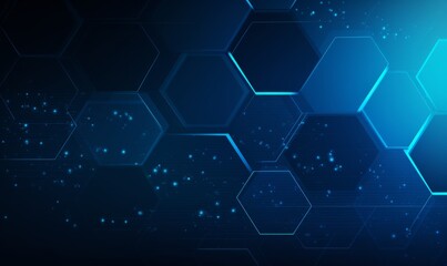 Blue background with a hexagon outline vector illustration. Digital technology and science concept, blue color, flat design, simple geometric shapes, abstract style, without any text or letters