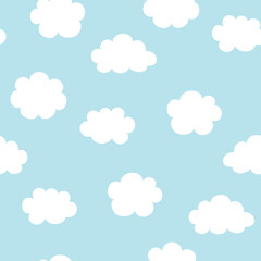 Seamless pattern with clouds. Vector illustration on blue background. It can be used for wallpapers, wrapping, cards, patterns for clothes and other.