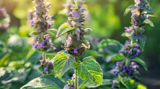 patchouli essential oil in the glass bottle, with fresh patchouli leaves, patchouli oil, aromatic oil, cosmetic product