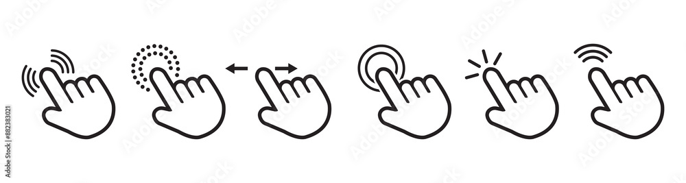 Poster hand click icon set. pointer icon vector. touch screen symbol, pointer sign and symbol. hand cursor 