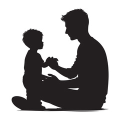 father and son silhouette vector