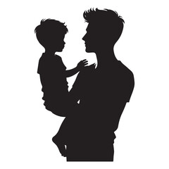 father and son silhouette vector