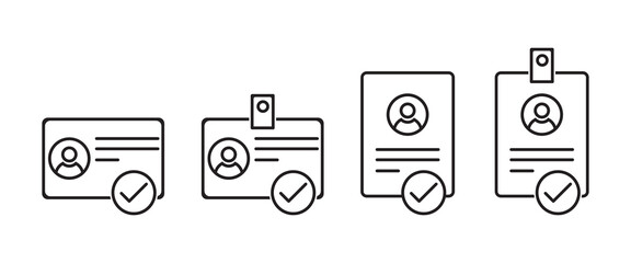 ID Card icon collection. Employee clerk card, driver license, Identification card, Identification Card outline