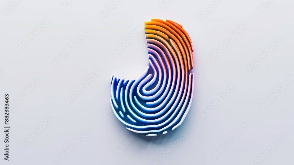 Poster a colorful fingerprint pattern with various hues on a white background, in an abstract design