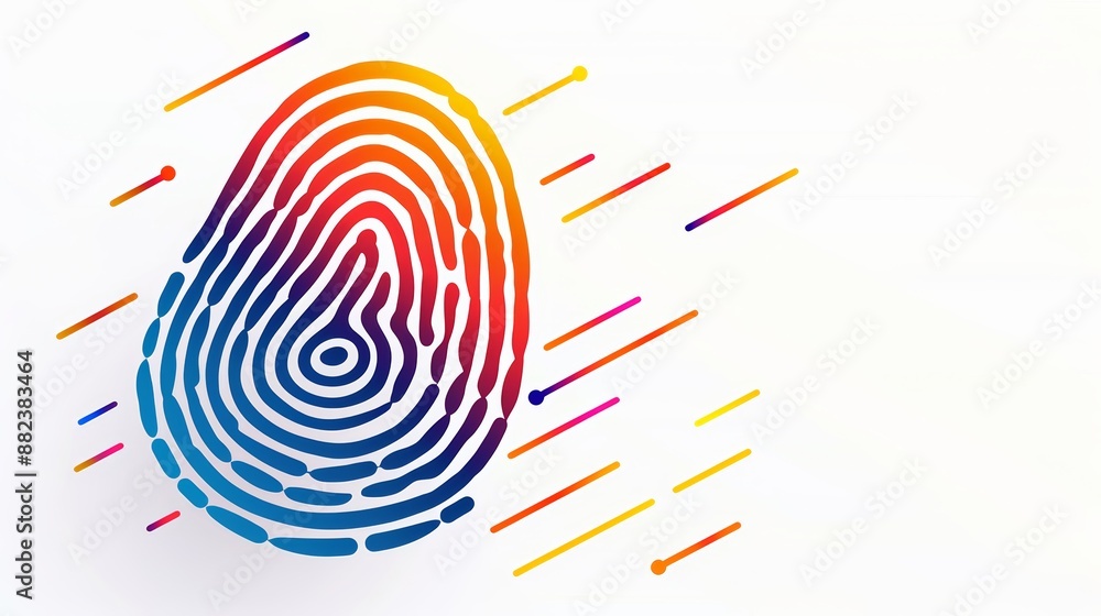 Poster a colorful fingerprint pattern with various hues on a white background, in an abstract design
