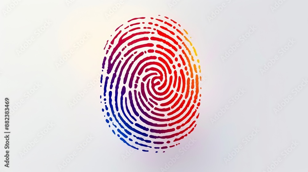 Poster a colorful fingerprint pattern with various hues on a white background, in an abstract design