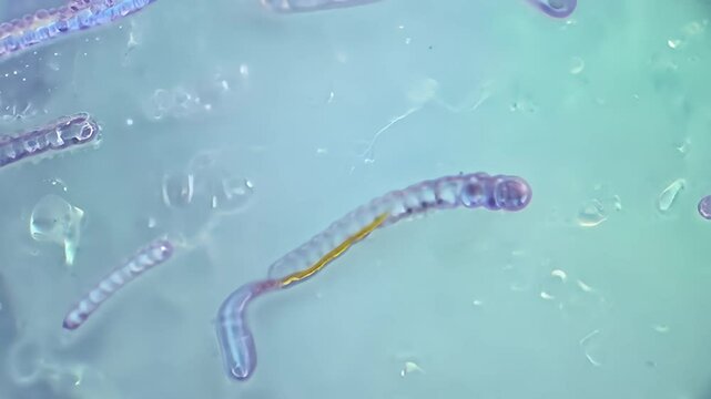 Microscopic View of Tiny Organisms in Water