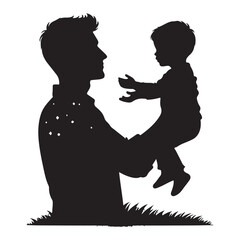 father and son silhouette vector