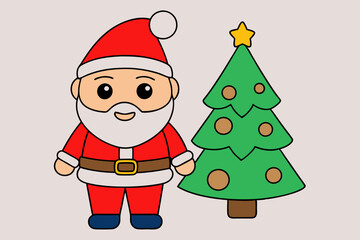 Santa Claus Vector Illustration Cartoon, Clipart and Line Art Design. Santa Claus vector in cartoon, clipart, and line art styles for festive designs.