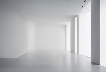 Obraz premium blank interior space open three dimensional design modern white office empty wall