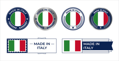 Italy Flag Stamp. Made in Stamp Isolated in White Background. Symbol, Vector, Icon, Illustration.