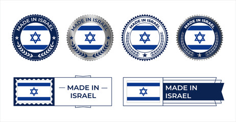 Israel Flag Stamp. Made in Stamp Isolated in White Background. Symbol, Vector, Icon, Illustration.