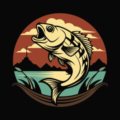 Fishing logo design template vector illustration.