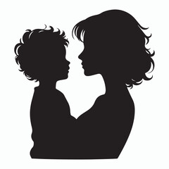 happy mother and child silhouette vector