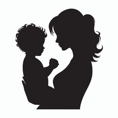 happy mother and child silhouette vector