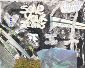 abstract art collage from newspapers and magazines with drawings and text. for print, backgrounds, illustrations, wrapping paper, postcards, design, book, poster