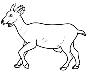 Goat symbol with horns - side view, outline