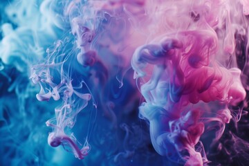 Swirling smoke in vibrant blue and pink hues, creating a mesmerizing abstract pattern.
