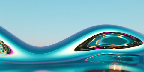 Obraz premium Abstract Metallic Texture with Low Saturation and Aqua Wave