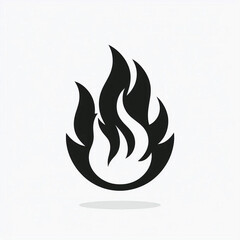 Black and white duo tone fire flames icon on white
