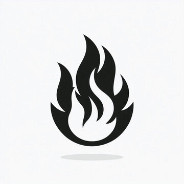 Black and white duo tone fire flames icon on white