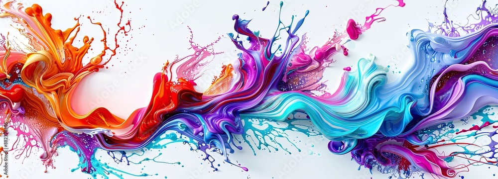 Poster An abstract swirl of colorful paint splashes, creating a vibrant and dynamic artistic design