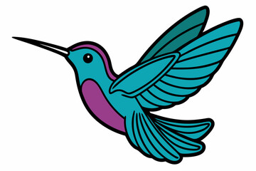Pink Hummingbird Vector Illustration with Long Beak on White Background